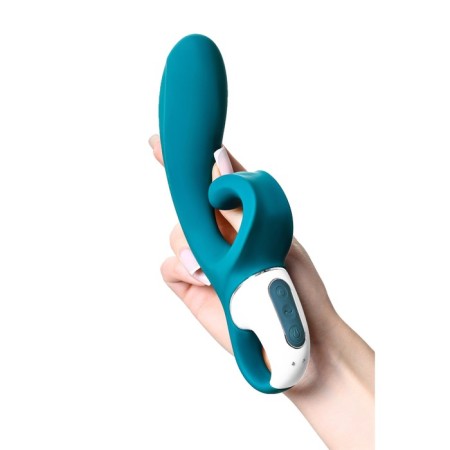 Unrealistic vibrator Satiffyer Hug Me, silicone, blue color-5