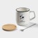Ceramic mug with a lid and spoon "Star", 350 ml, white color