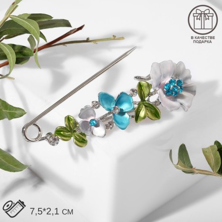 Pin "Flower" path, 7.5cm, colored in silver-2