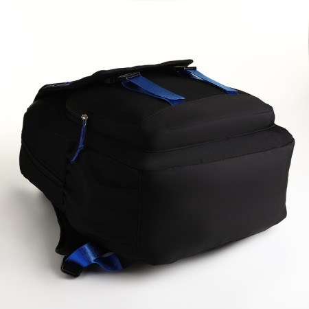 School backpack from textiles on lightning, 5 pockets, black/blue color-4