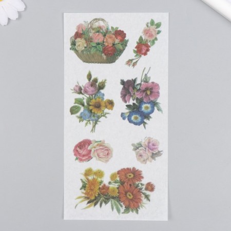 Stickers for creativity Paper "Retro Bouquets" set 3 sheets 10x20 cm-1