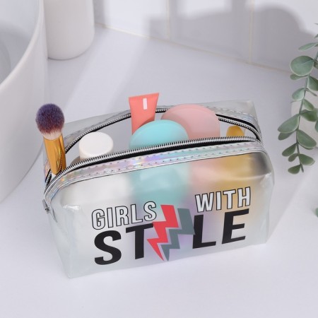 Cosmetic bag with zipper, matte color/multi -colored-3