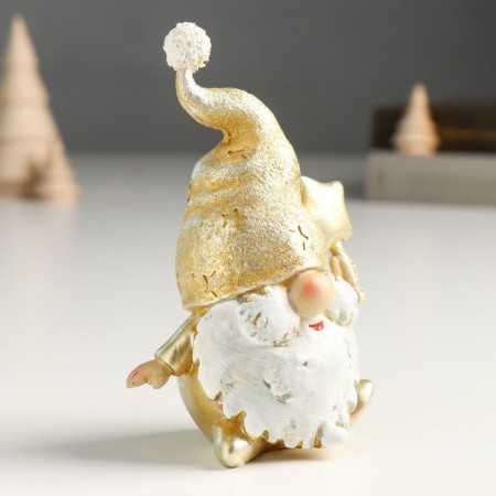 Souvenir Polystone "Grandfather Frost in a gold cap with a flashlight/asterisk" mix 8x5x12 cm-2