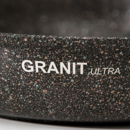 Granit Ultra Original, D = 28 cm, plastic handle, anti -stick coating, black color-6