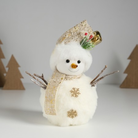 Souvenir Textile "Snowman fur with a twig on a hat" 9.5x9.5x16 cm