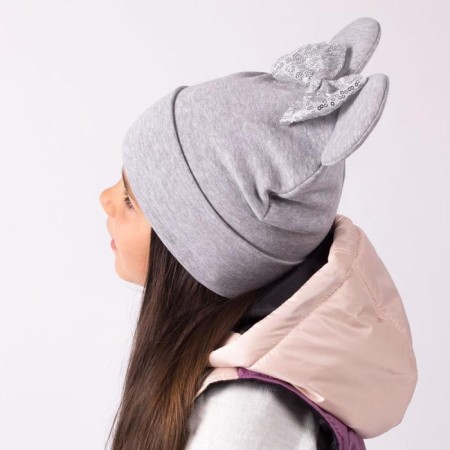 Two-layer hat "Mouse", color gray/bow, size 50-54-1