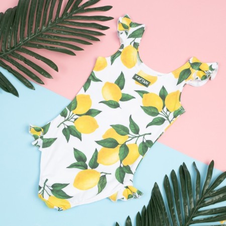 Children's swimsuit KAFTAN "Lemons", height 134-140 cm, white-11