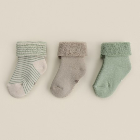 Nosk children's terry 3 pairs SL Home, 6-8 cm, milk/olive