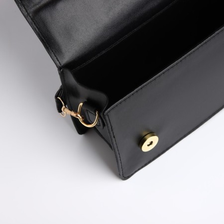 Women's bag on a valve, with a wallet, 20x12x7 cm, black color-6