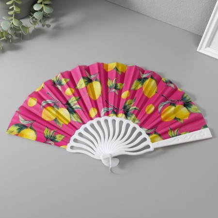 Fan plastic, textiles "Solder of lemons" mix 23 cm-2