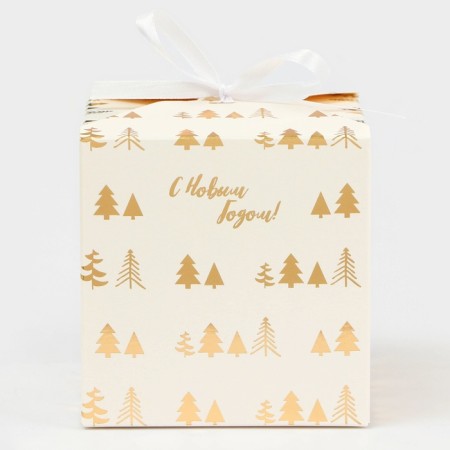 New Year. The box is folding, New Year's gift "Christmas trees" 10 x 10 x 10 cm.-2