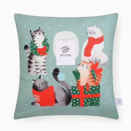 Case on the pillow Ethel "Meow X-Mas" 40*40 cm, 100 p/e, velor-6