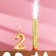 Candle for cake the number "2", "Oval + fountain" Golden