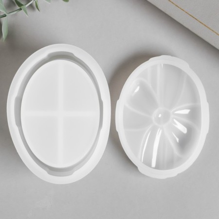 Mold Silicon "Casket - Oval Bantik" with a lid 10.4x8x6.8 cm-2