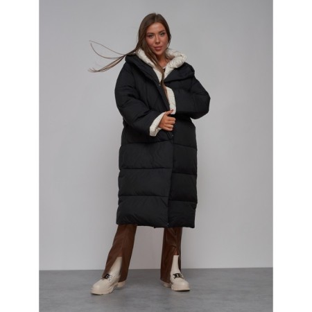 Coat insulated winter female, size 42, black color-16