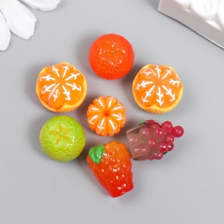 Decor for creativity plastic "citrus fruits and berries" set 7 pcs