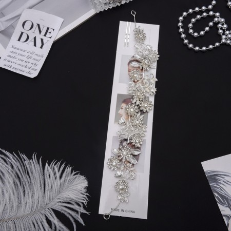 Hair accessory "Flower paradise" 28x4 cm, silver-1