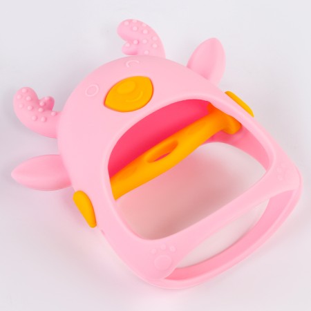 Teether for teeth "deer", silicone, pink color-7