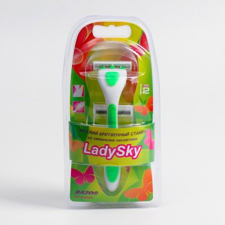 RAZO LadySky razor machine, 2 blades moisturizing stripes, 2 pcs