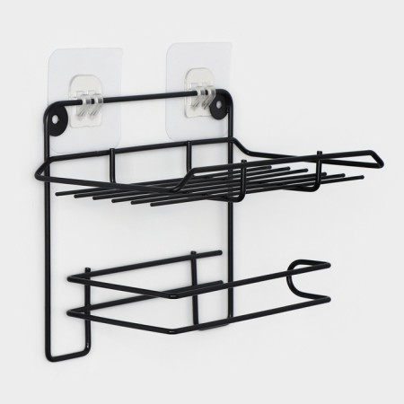 A holder for toilet paper with a shelf, 19 × 10 × 14.5 cm, black color-2