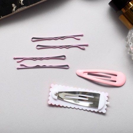 Invisible hair "Marlene" (set 10 pcs) 5 cm, pink-2