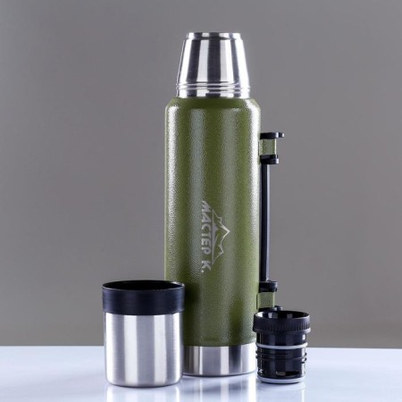Thermos, 1.2 l, movement, "master K.", with a mug, retains heat 18 hours, 36 x 11 cm, green-2