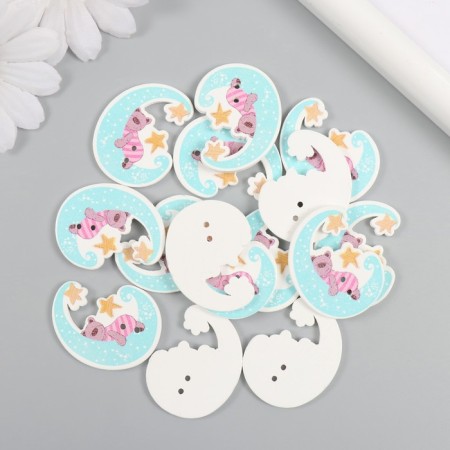 Buttons wood for creativity 2 punctures "Bear for a month" set of 15 pcs 2.8x3.4 cm-2