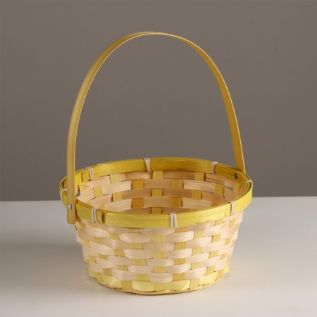 Wicker basket, d21xh24 cm, yellow, bamboo