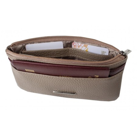 Purse with zipper, beige-bearded color-1