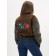 Leather bomber female color khaki, size 48