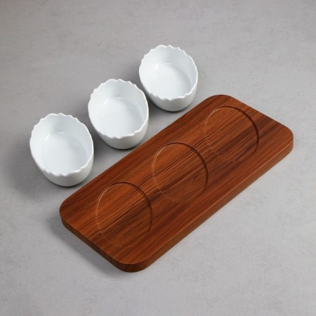 Menzhitsa "Marine", 3 pcs: 200 ml, wooden base, porcelain, Iran-2