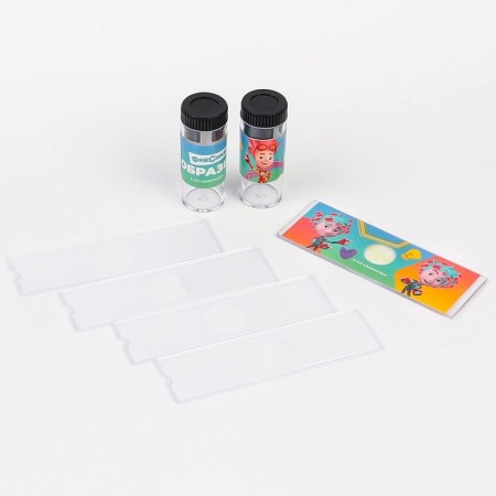 Microscope fixiki with a set for research, light, mix-8