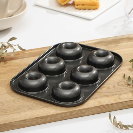 Baking uniform “Donuts”, 26.5 × 17 cm, 6 cells, anti -stick coating, black color-11