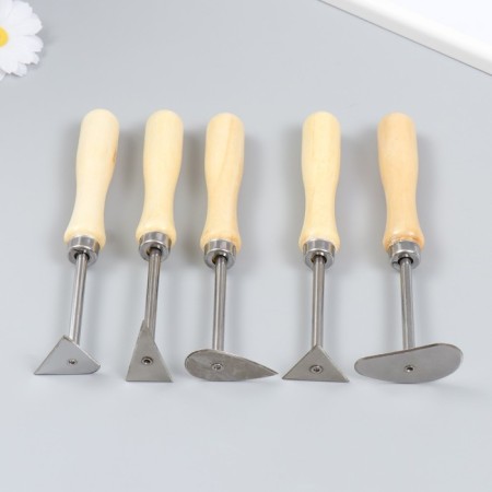 Tool for modeling ceramic products wood, metal set 5 pcs 18 cm
