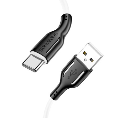 Cable Borofone BX63, Type -C - USB, 3 A, 1 m, tPE braid, white-1