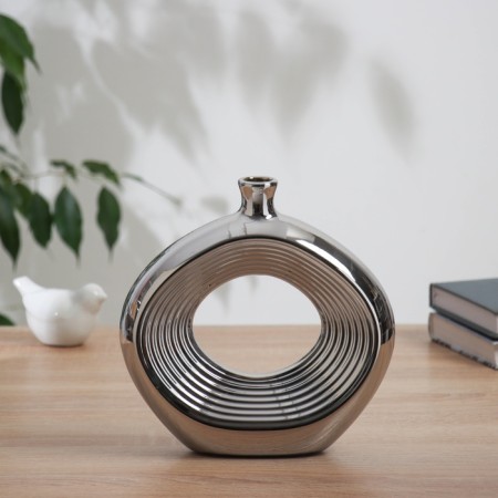 VAZA Ceramics Table "Bram" oval, 20x19 cm, silver