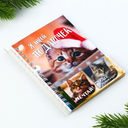 Gift New Year's set: a notebook on the A6 spiral, 60lists and magnetic bookmarks 2 pcs. "I am your gift"-9