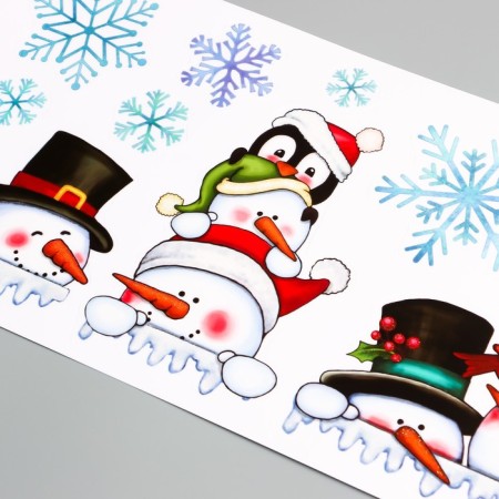 Room Decor decorative sticker "Here they are, snowmen" (static) 21x53 cm-1