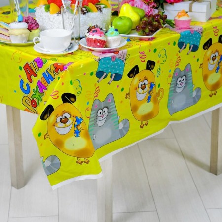 The single tablecloth “Happy Birthday”, animals, 180x137 cm-2