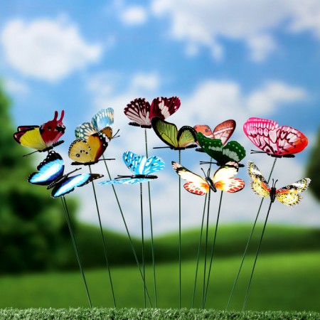 Skewer luminous "Vaisy butterfly" 6.5x25cm, set 12pcs, mix-1