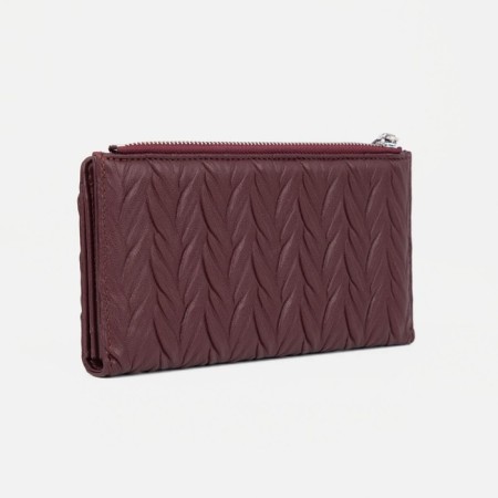 Women's wallet on the button, burgundy color-1