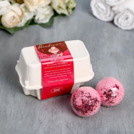 Gift set of cosmetics "Blave" with rose petals, bath bombs 2 x 40 g, Beauty Fox