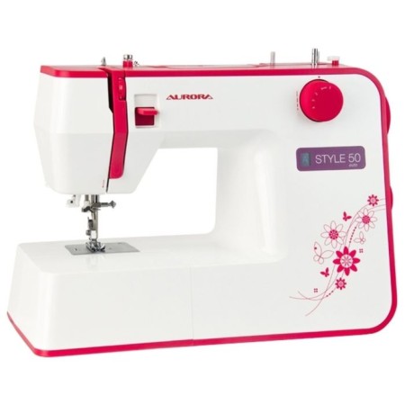Sewing machine Aurora Style 50, 70 watts, 12 operations, automatic, white-pink