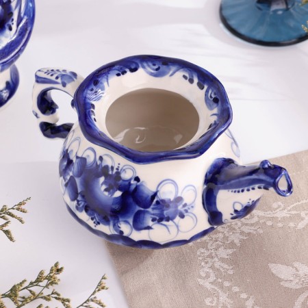 Teapot "Morning", Small, Gzhel, Porcelain, 12x15 cm-4