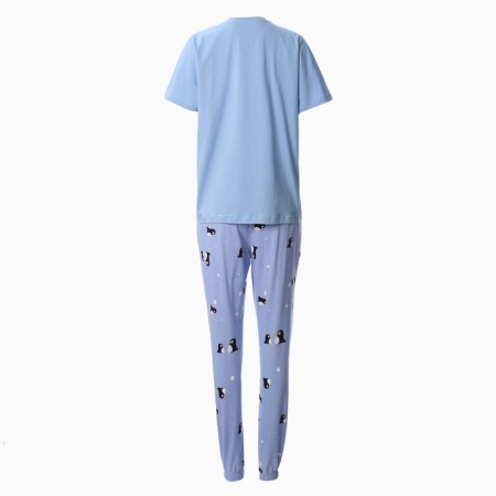 Homemade female set (T -shirt and trousers), blue color, size 50-8
