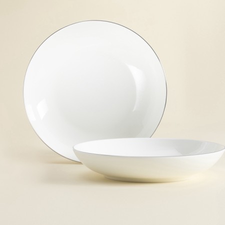 Deep plates SL Home "Cascon", 700 ml, D = 20 cm, set 2 pcs, bone porcelain, white-2