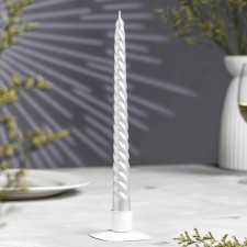 Candle twisted, 2.2x 25 cm, varnished in a thermal clock, silver metallic