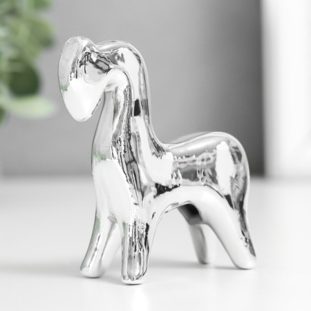 Souvenir ceramics "Horse with a head lowered" silver 2.5x6.5x7 cm