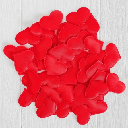 Decorative hearts, set 50 pcs., 3.2 cm, red color-1