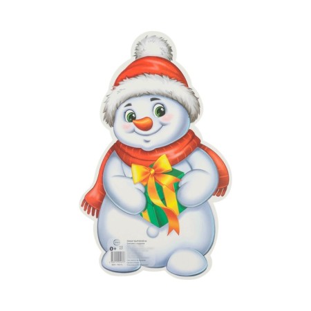 Poster "Snowman with a gift" two -sided, 23 x 22 cm-1